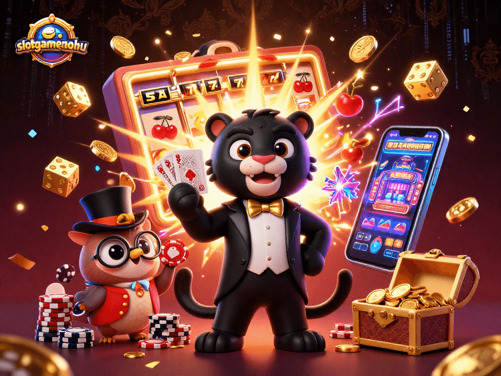 Play thrilling slots at slotgamenohu with unique characters celebrating jackpots.