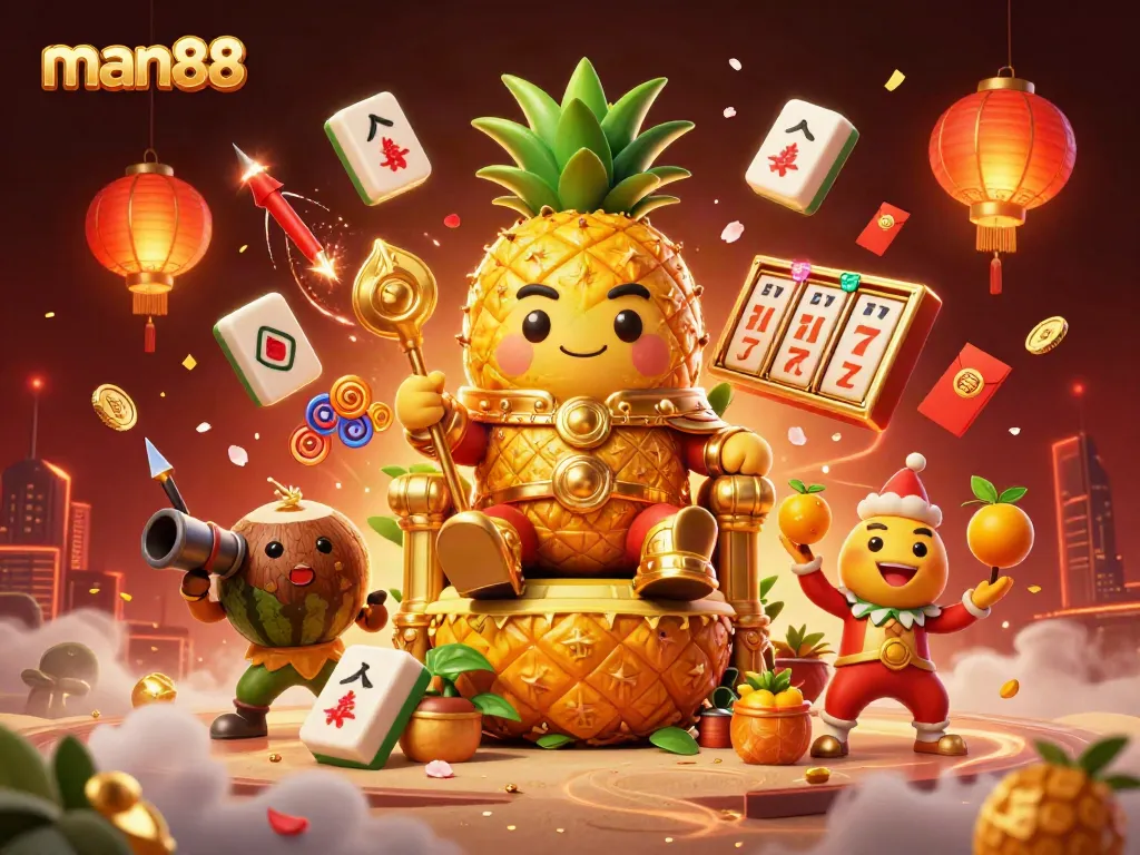 Experience thrilling gaming strategies and joyful moments at man88 with our vibrant casino-themed illustration.