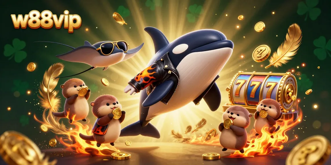 Engage with the dynamic w88vip casino slots scene featuring vibrant characters and golden rewards.