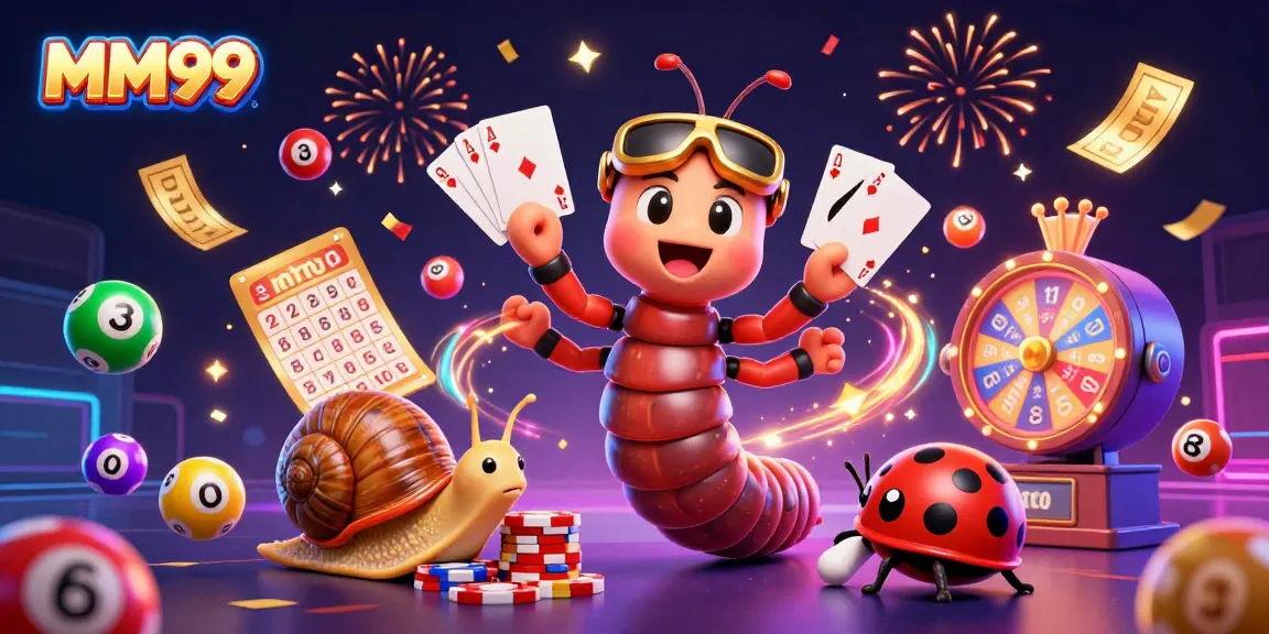 Experience thrilling moments at MM99 with our vibrant casino scene featuring animated characters and colorful game elements.