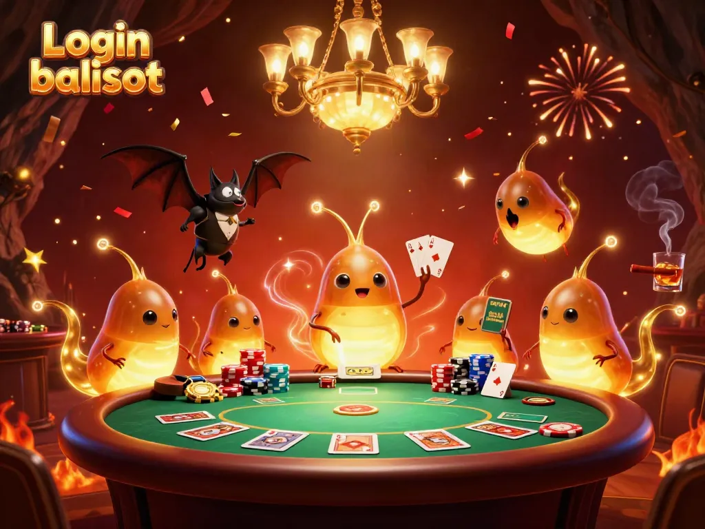 Engage in thrilling gameplay at Login balislot featuring a bat dealer in a lively casino scene.