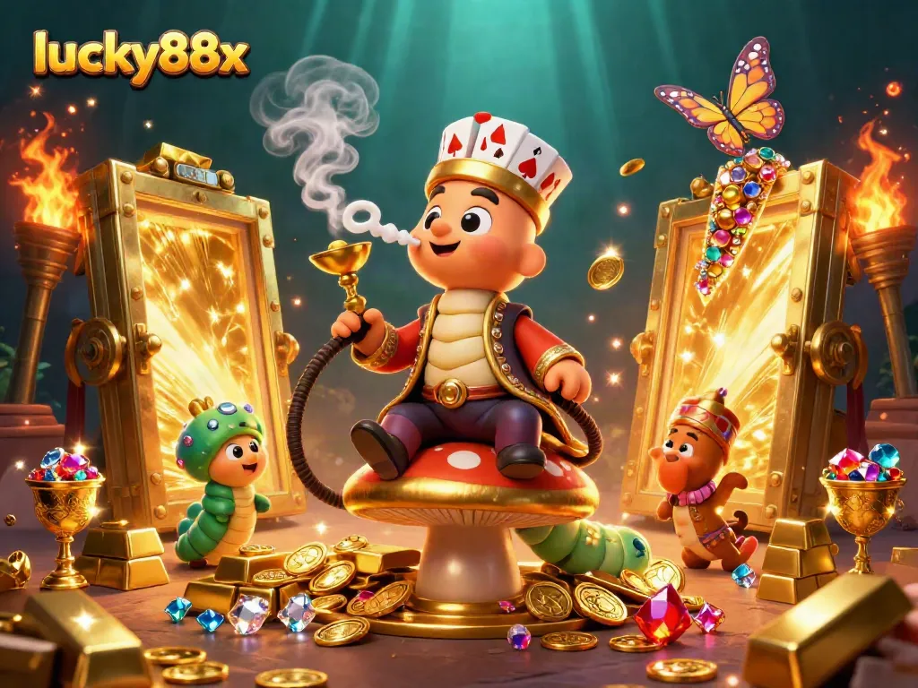 Experience luck and excitement at lucky88x with a vibrant casino-themed 3D illustration filled with engaging gaming elements.