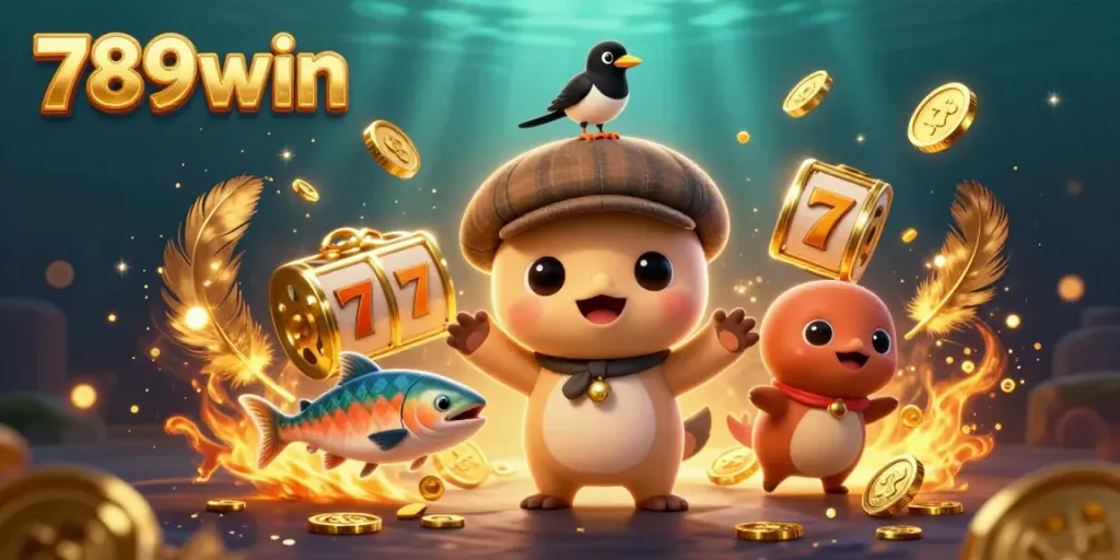 Engage in thrilling gameplay with 789win, featuring adorable characters and vibrant casino elements.
