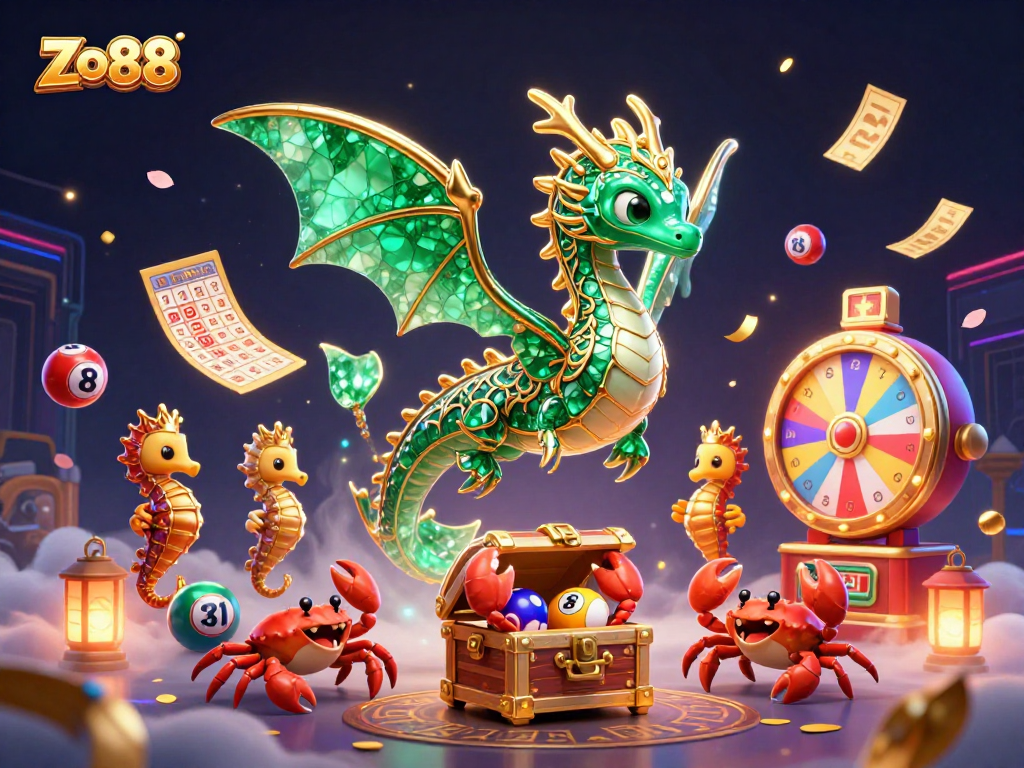 Experience the excitement at Zo88's vibrant casino world filled with games and treasures.