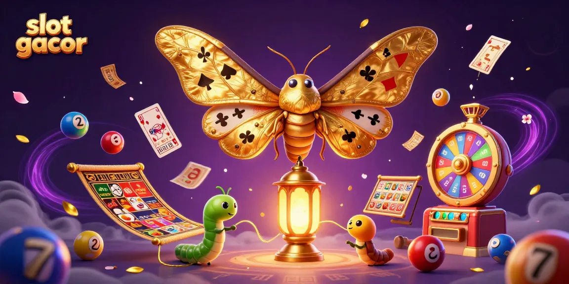 Experience the excitement of slot gacor with dynamic lottery balls and casino themes in a vibrant illustration.