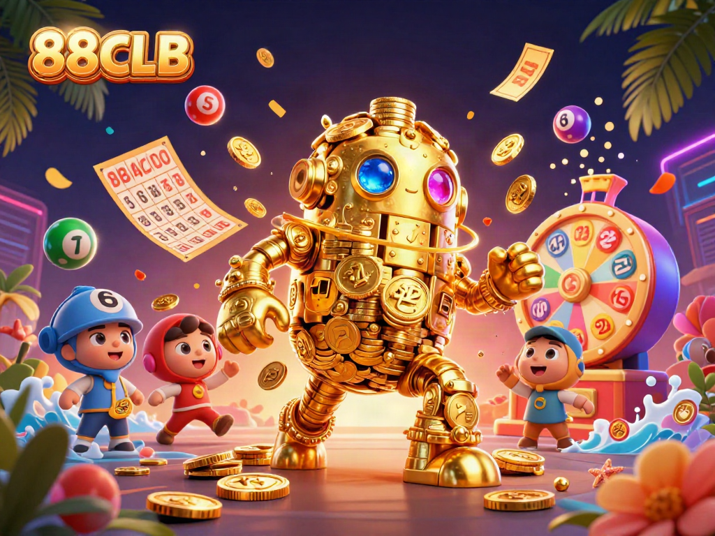 Experience the vibrant world of 88CLB with dynamic lottery games and colorful prize elements.