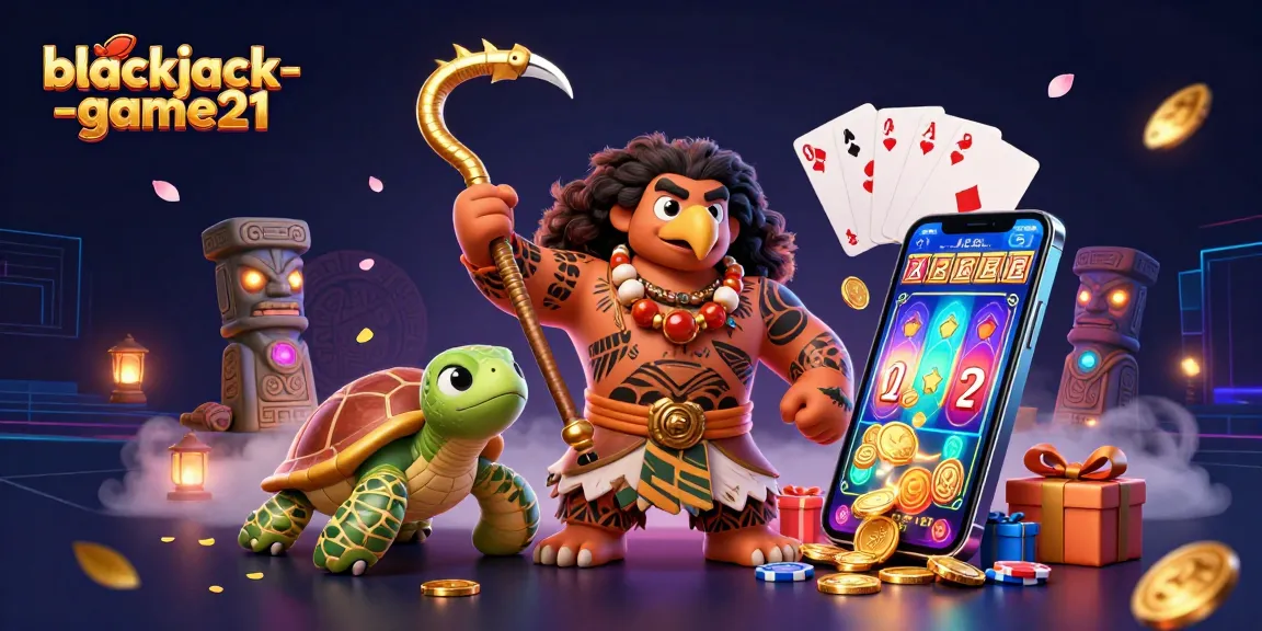 Experience blackjack-game21 excitement with a 3D cartoon scene showcasing vibrant game elements.
