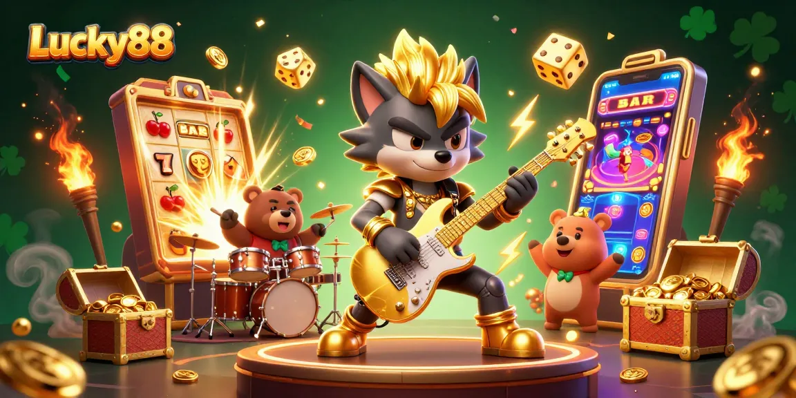 Experience the thrill with Lucky88's vibrant 3D casino scene featuring energetic characters and jackpots!