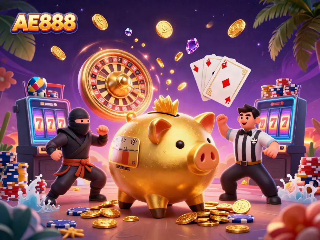 Experience thrilling AE888 casino action with dynamic characters and vibrant symbols.