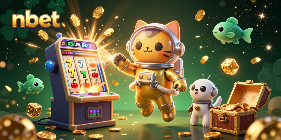 Engage with nbet's thrilling casino experience illustrated with vibrant gambling elements and a space theme.