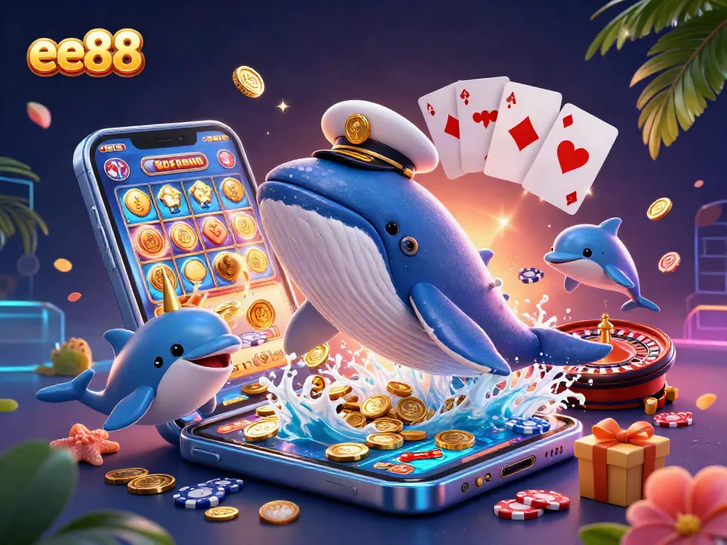Experience ee88's vibrant casino world, with cartoon characters and colorful slots in action.