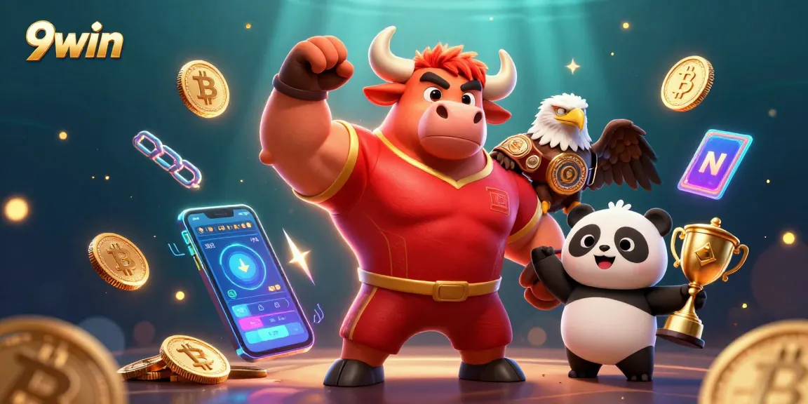Celebrate victories at 9win with a lively scene of crypto and casino excitement.