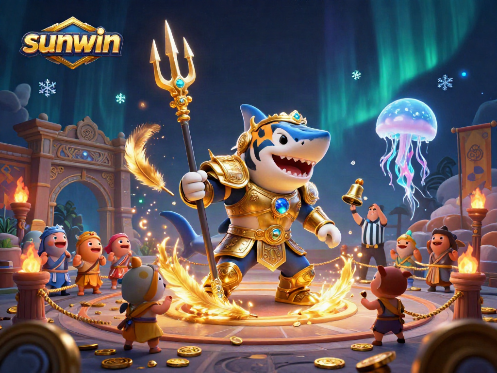 Engage with sunwin's thrilling underwater betting experience featuring a gladiator shark.