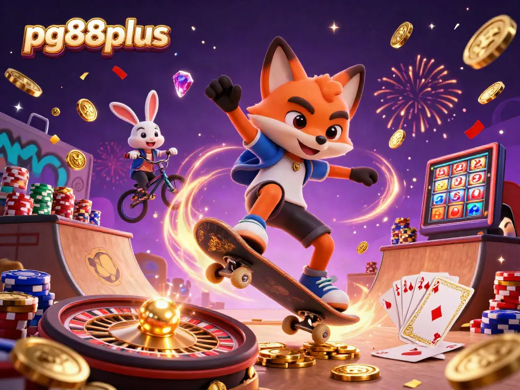 Experience jackpot excitement at pg88plus with 3D characters surrounded by casino treasures.