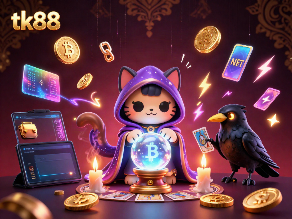 Experience thrilling fun with tk88's 3D mystical casino game elements and characters.