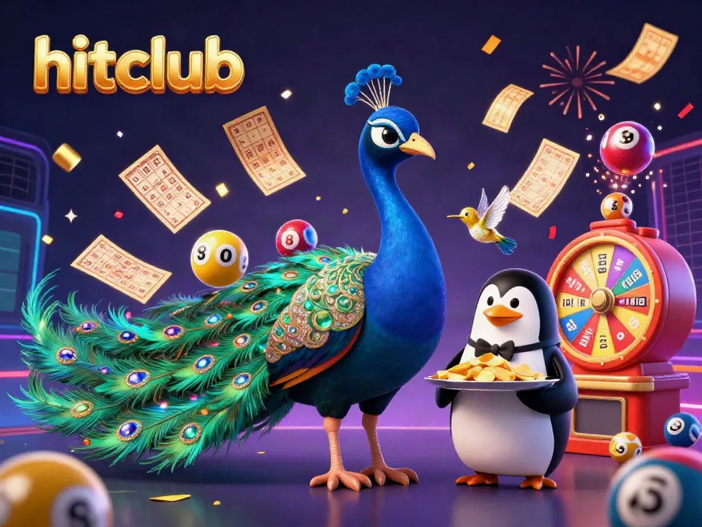 Experience the vibrant hitclub casino scene with cheerful characters and dynamic gaming elements in 3D.