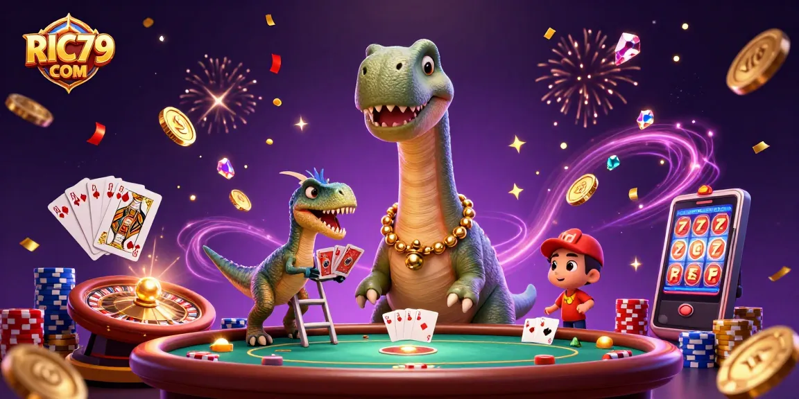 Experience thrilling wins at RIC79 COM with vibrant casino action featuring dynamic characters.