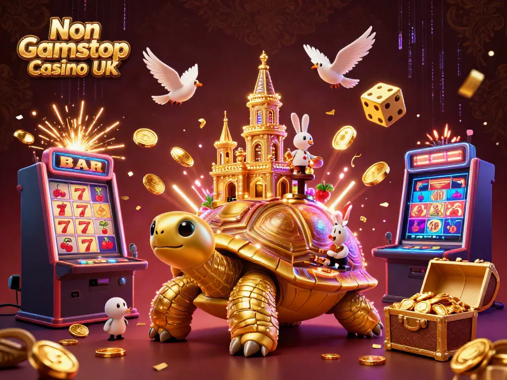Engage in thrilling gameplay at Non Gamstop Casino UK with our lively 3D casino illustration.