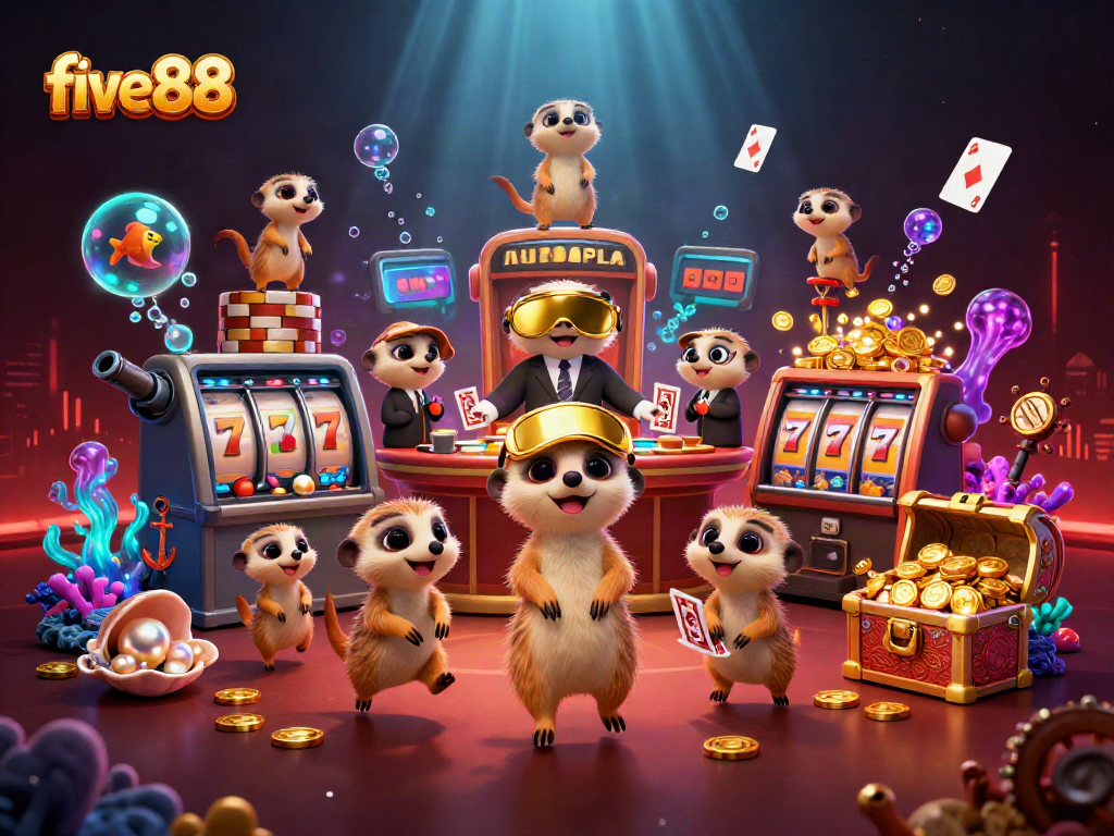 Experience the thrill of five88 casino adventures with animated meerkats managing games and jackpots.