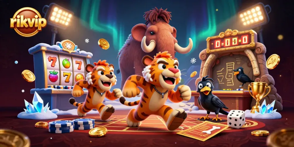 Experience thrilling slots gameplay with rikvip's engaging prehistoric casino adventure featuring unique characters.