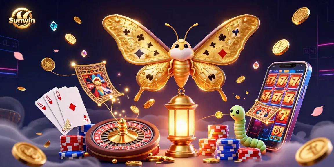 Experience thrilling gameplay at sunwin with animated moths, casino elements, and vibrant visuals.