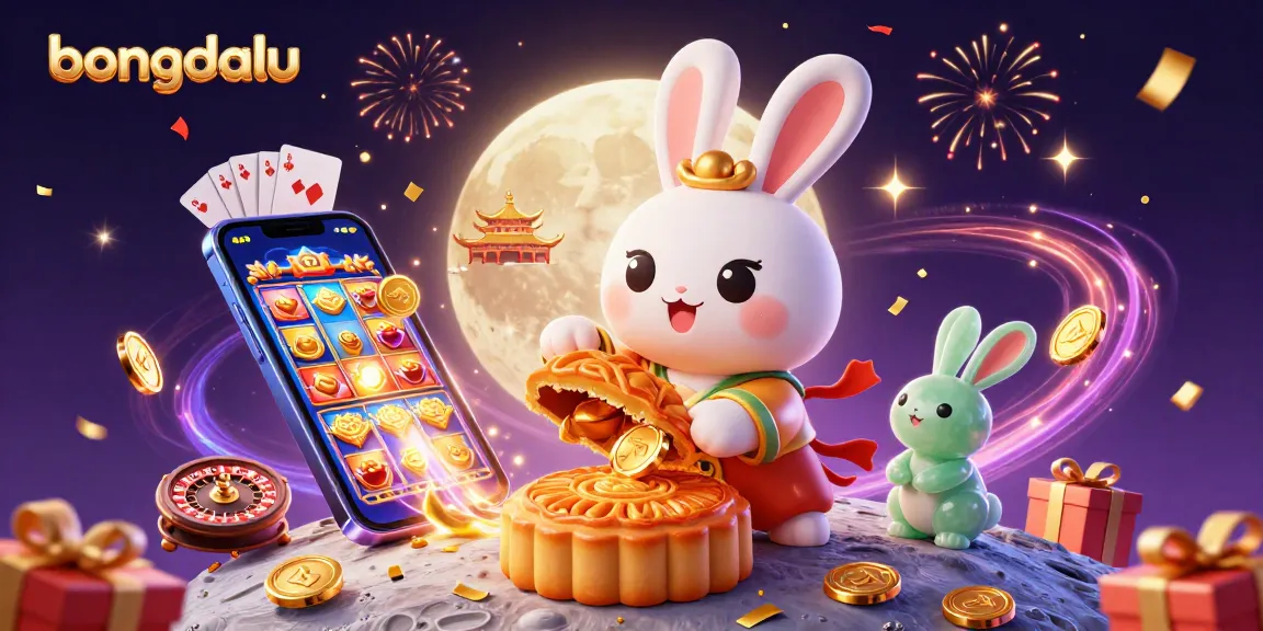 Watch bongdalu's moon rabbit reveal poker chips while celebrating with confetti and golden coins.