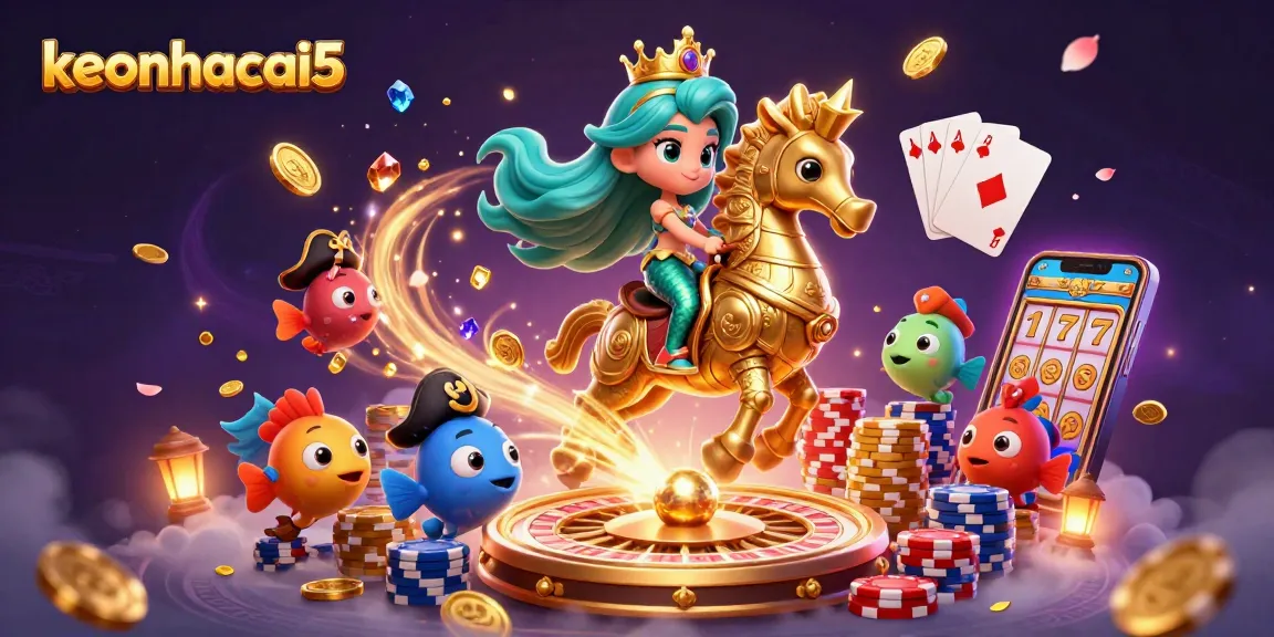 Win big with keonhacai5 in a vibrant 3D gambling scene full of excitement and fortune