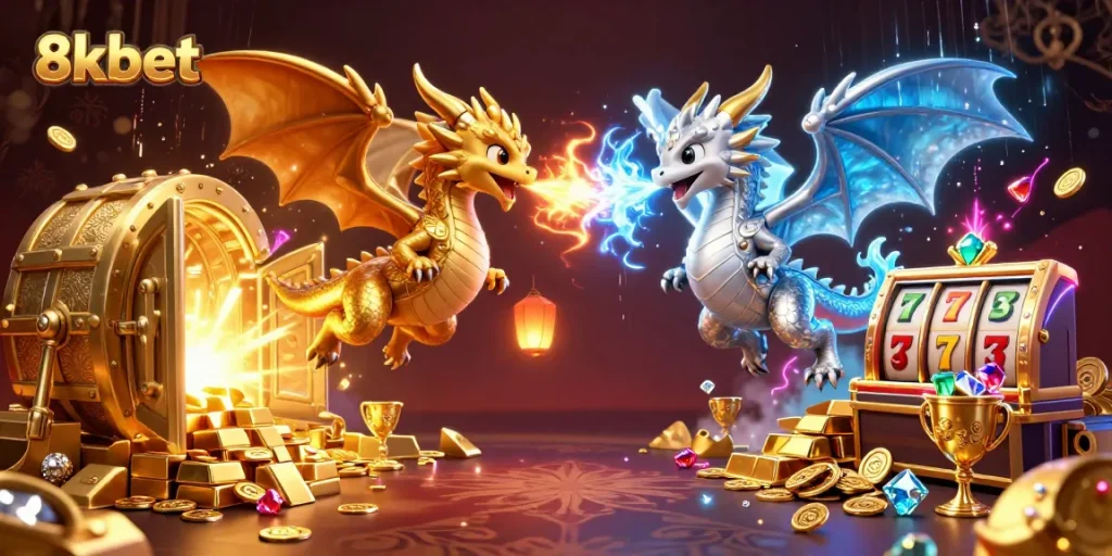 Experience thrilling action and excitement with 8xbet's dynamic casino games featuring twin dragons.