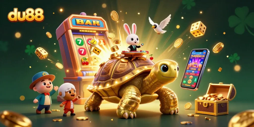 Engage in thrilling games with du88, featuring a vibrant casino adventure scene.