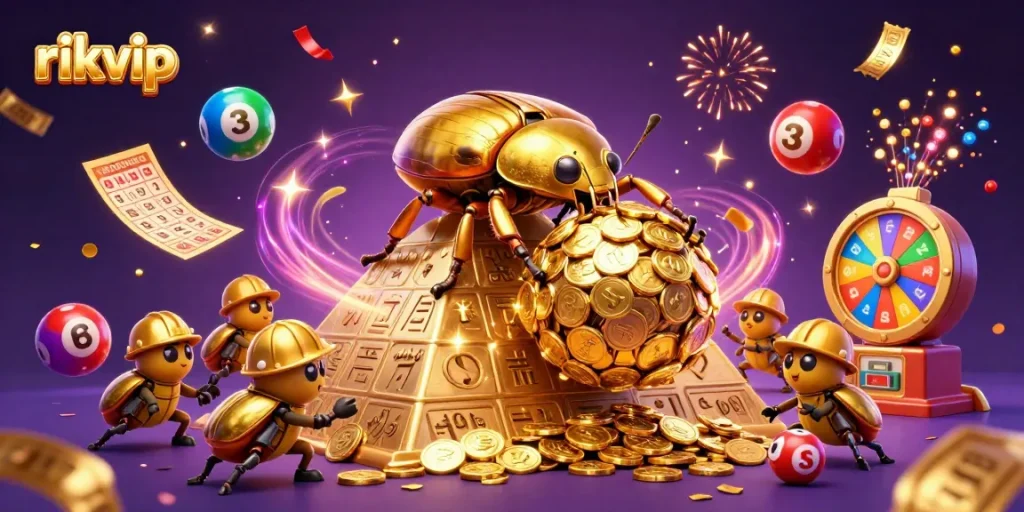 Play exciting games at rikvip with dynamic lottery balls and golden coins