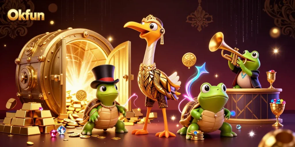 Play big with Okfun while enjoying gem-filled treasure vaults and dynamic casino energy.