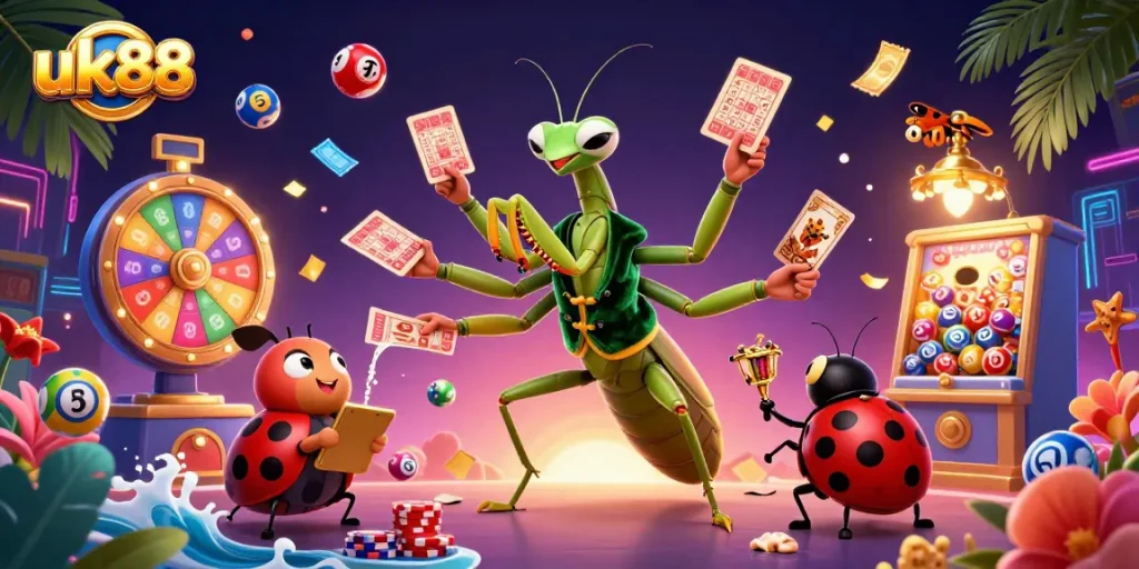 Engage in thrilling action with uk88's vibrant online casino atmosphere featuring unique characters.